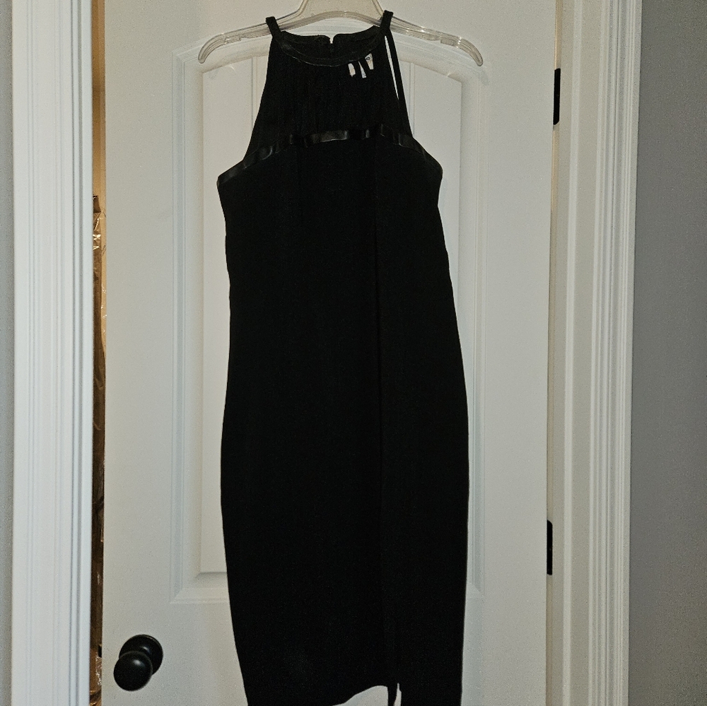 ASLEY GRAHAM faux leather cutout neckline dress size 10